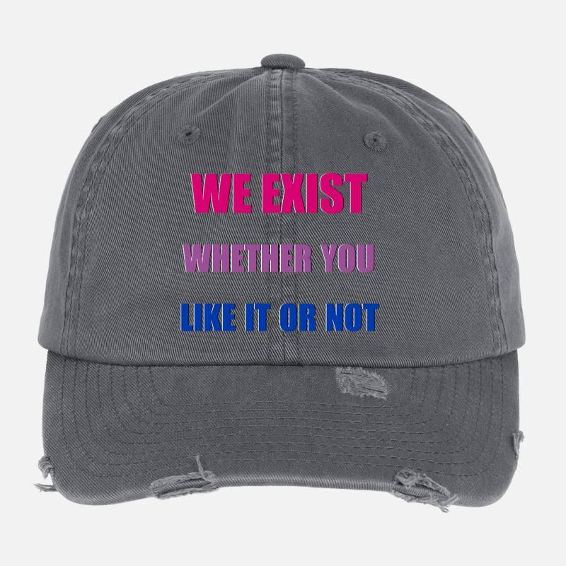 We Exist - Drapeau bisexuel Casquette vintage effet usé Flexfit