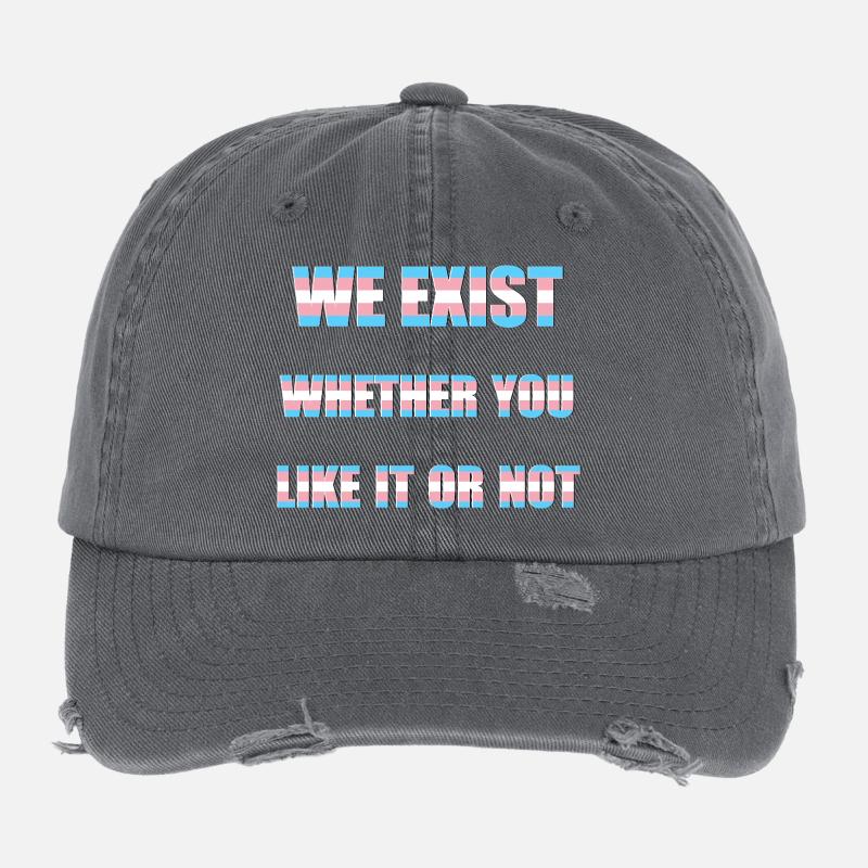 We Exist - Transgender-Flagge Flexfit Vintage Destroyed Cap
