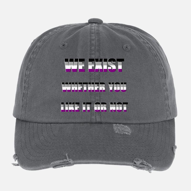 We Exist - Asexual Flag Flexfit Vintage Destroyed Cap