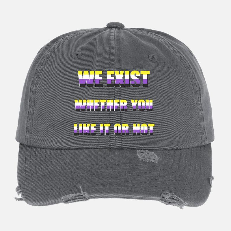 We Exist - Nicht-binäres Flag Flexfit Vintage Destroyed Cap