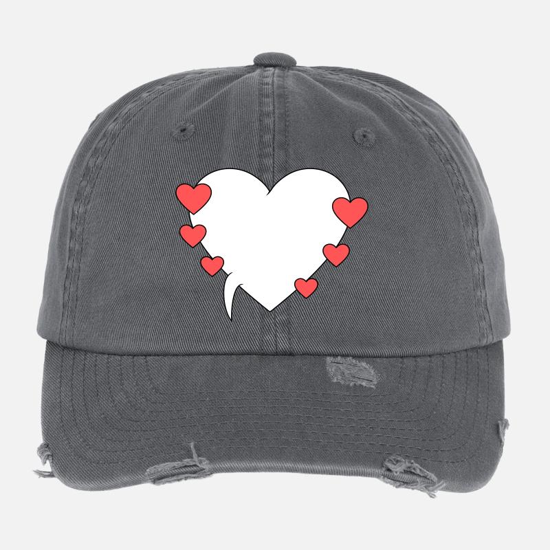Sprechblase mit Herzen 3 Flexfit Vintage Destroyed Cap