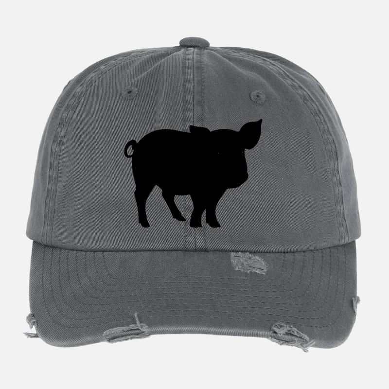 Silhouette de cochon mignon Casquette vintage effet usé Flexfit