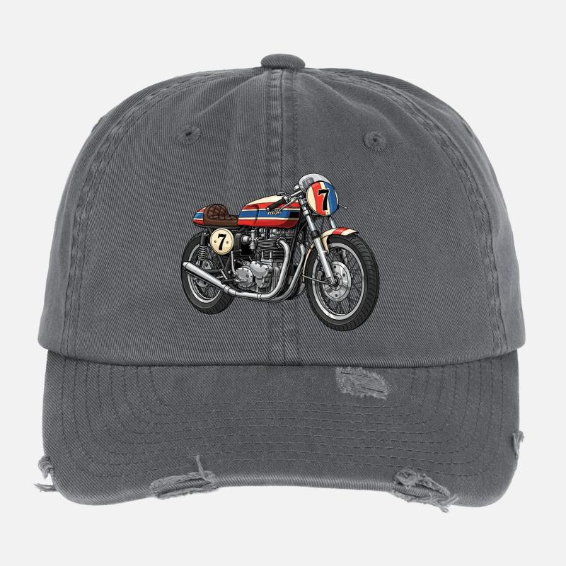 Moto à l’ancienne Casquette vintage effet usé Flexfit
