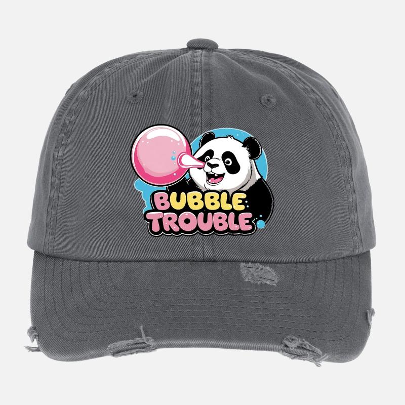 Panda mignon avec chewing-gum Casquette vintage effet usé Flexfit
