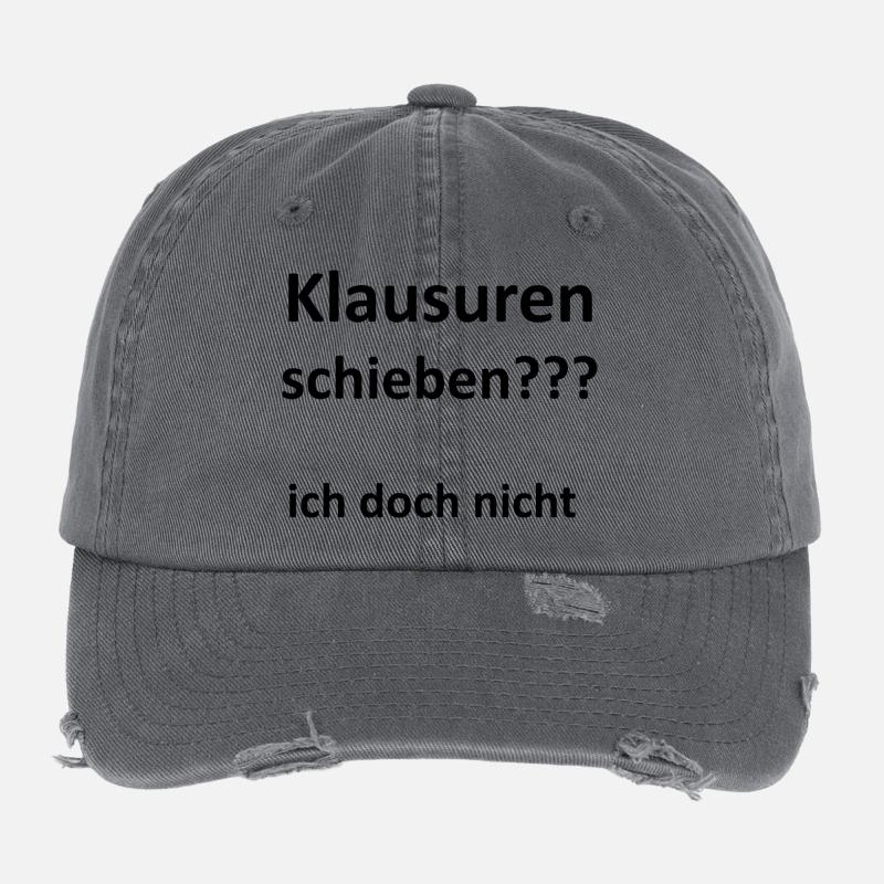 Unispruch "Klausuren schieben" Geschenk, Studenten Flexfit Vintage Destroyed Cap