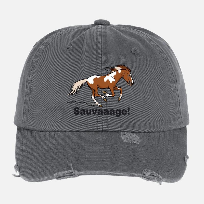 Cheval sauvage pie (pour textiles clairs) Casquette vintage effet usé Flexfit