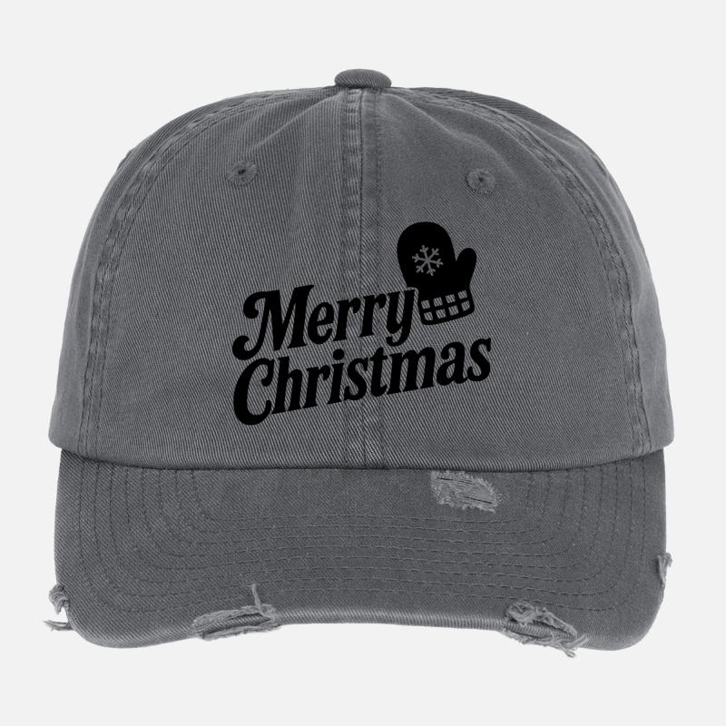 Merry Christmas with Snowflake Glove Flexfit Vintage Destroyed Cap