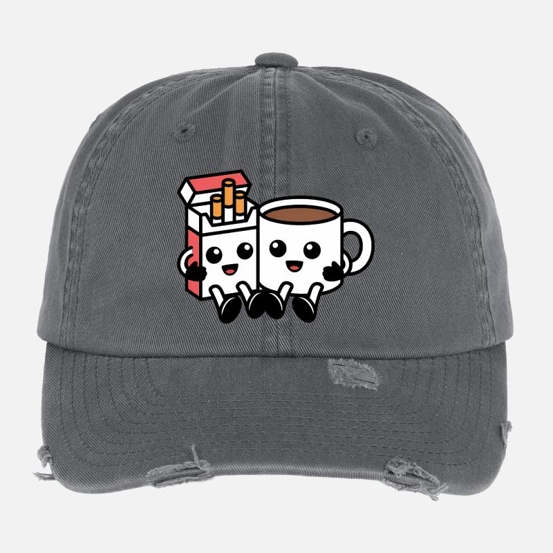 Coffee and Cigarettes  - Funny Balkan Breakfast  Flexfit Vintage Destroyed Cap