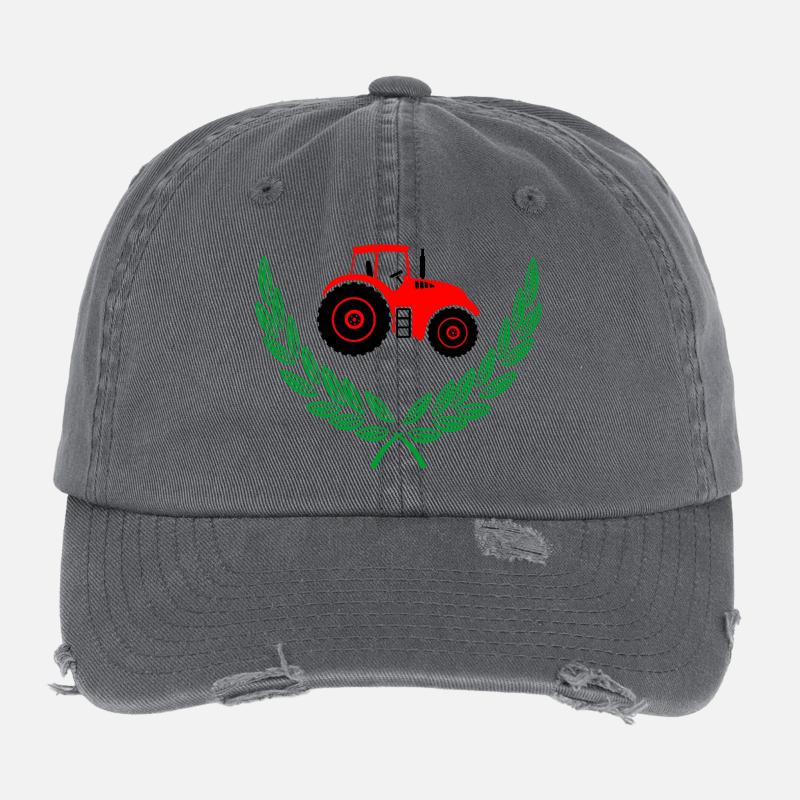 Roter Traktor im Lorbeerkranz Flexfit Vintage Destroyed Cap