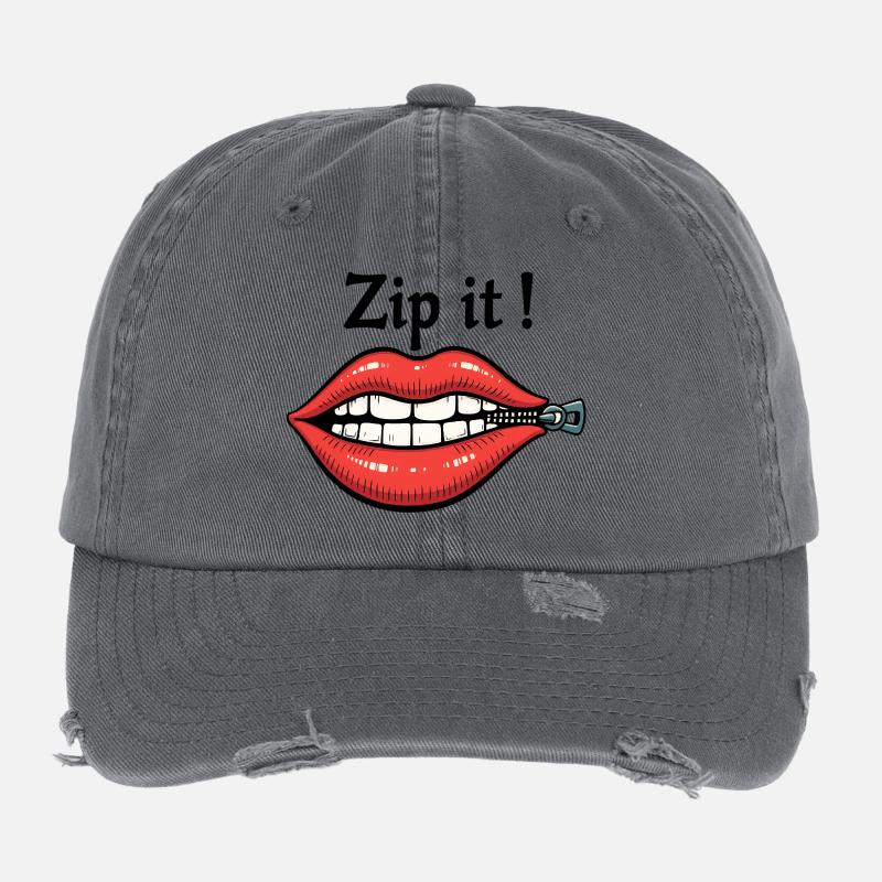 Zip It Lips Flexfit Vintage Destroyed Cap
