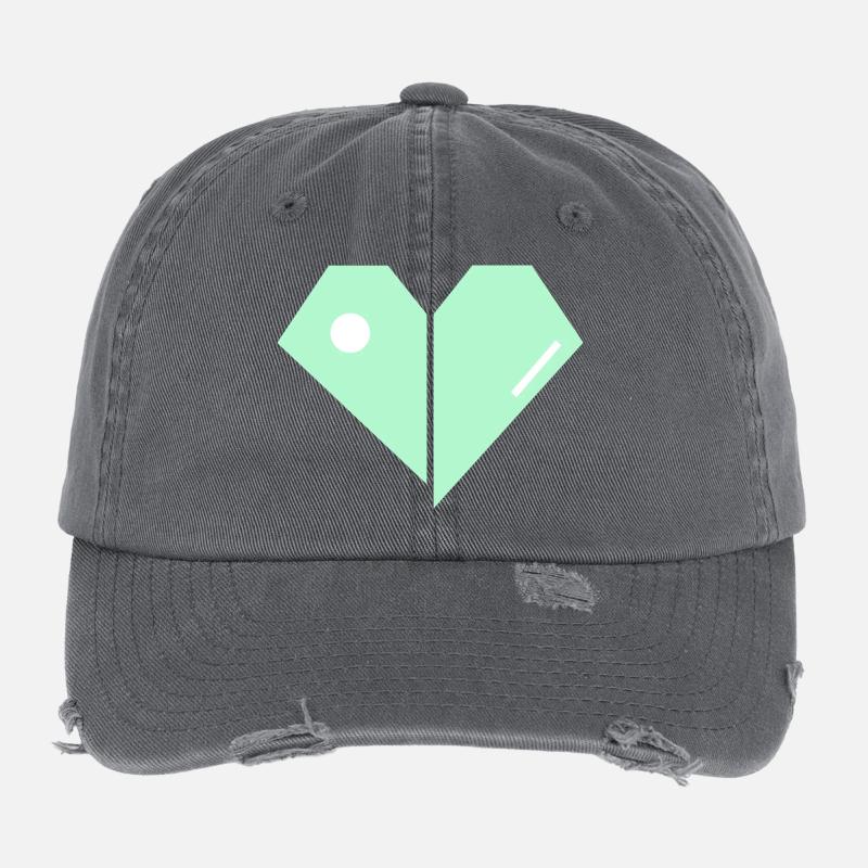 Mint Herz Split Minimalist Flexfit Vintage Destroyed Cap