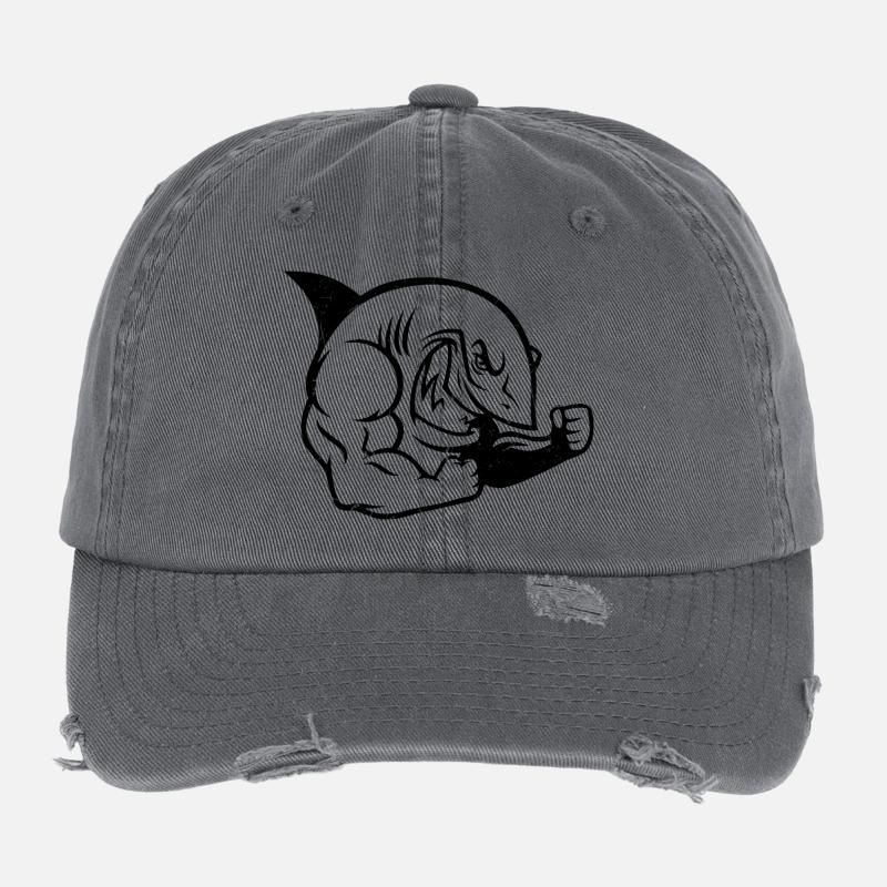 Silhouette d’entraînement musclé de bodybuilder requin Casquette vintage effet usé Flexfit