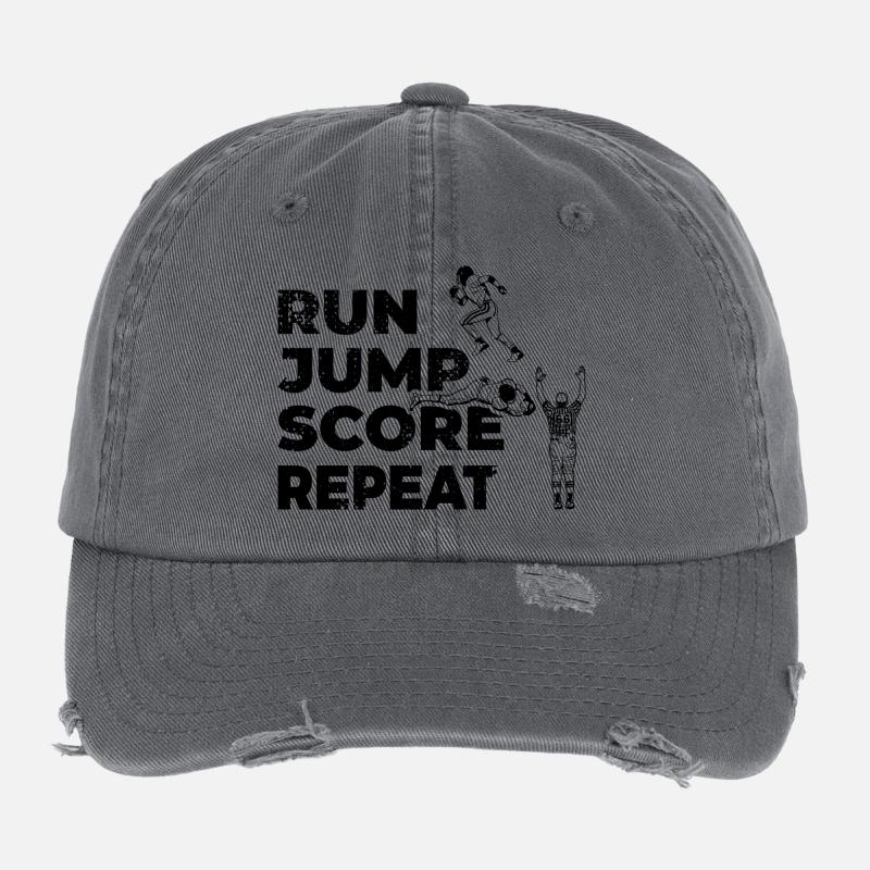 Run Jump Score Repeat Flexfit Vintage Destroyed Cap