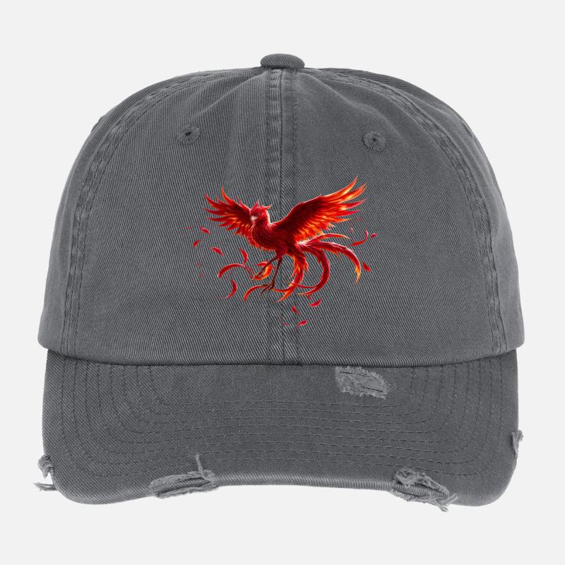Scarlet Phoenix in flight Flexfit Vintage Destroyed Cap