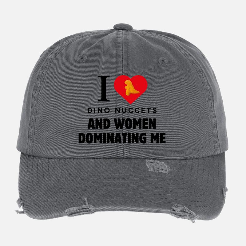 I Love Dino Nuggets Lustiger Spruch Flexfit Vintage Destroyed Cap