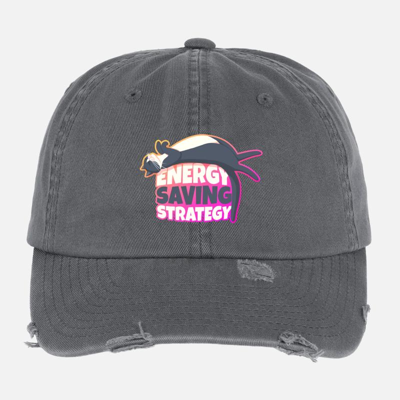 Energy Saving Strategy Cat Flexfit Vintage Destroyed Cap