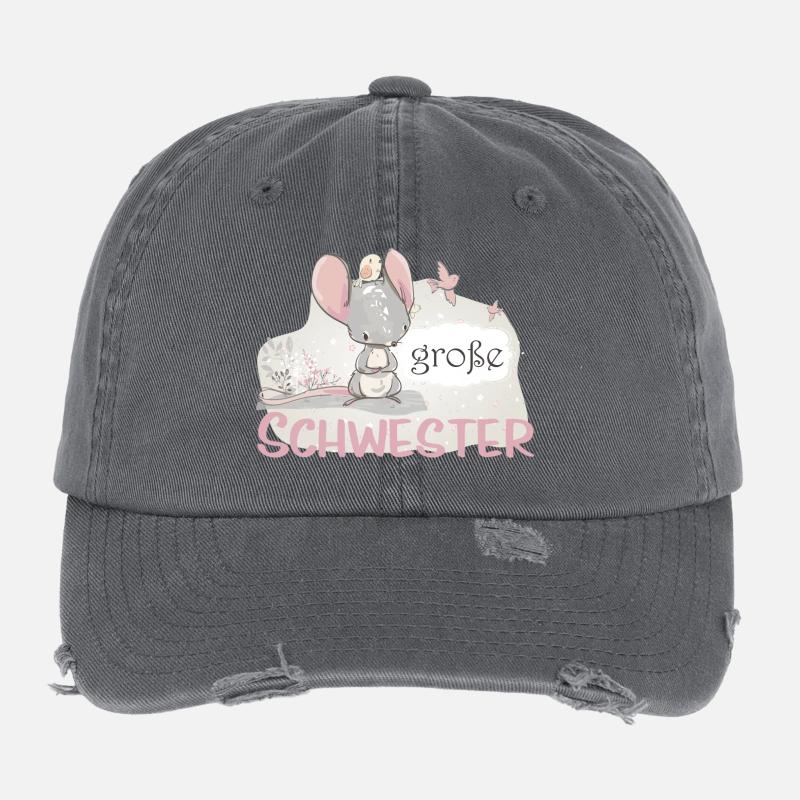 große Schwester Einhorn Maus Vogel Flexfit Vintage Destroyed Cap