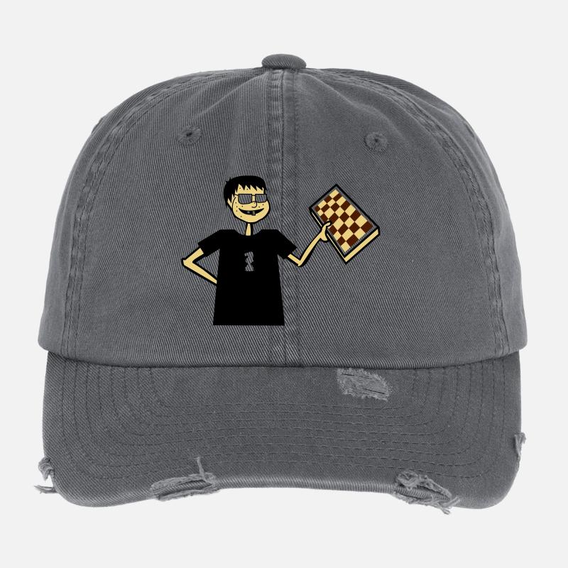 Schach Nerd Hobby Brettspiel Geschenk Brille cool Flexfit Vintage Destroyed Cap