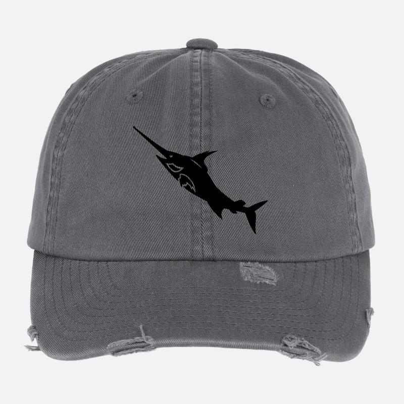 Schwertfisch / swordfish (1c) Flexfit Vintage Destroyed Cap