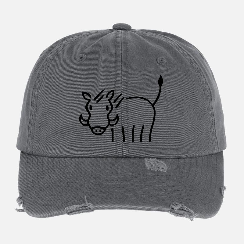 Warzenschwein - Flexfit Vintage Destroyed Cap - Dunkelgrau