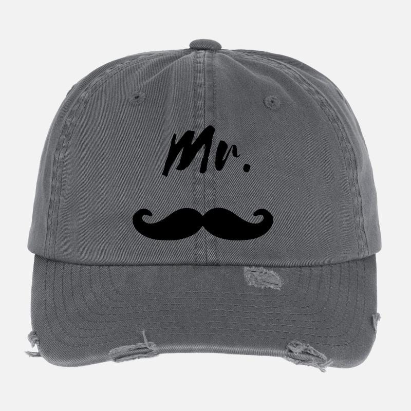 Mr Moustache Mister Bart Beard cool Geschenk Flexfit Vintage Destroyed Cap
