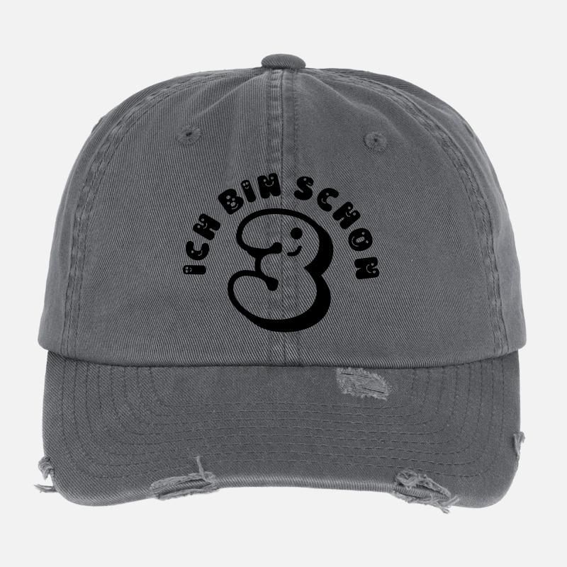 Ich bin schon 3 - T-Shirt - Flexfit Vintage Destroyed Cap - Dunkelgrau