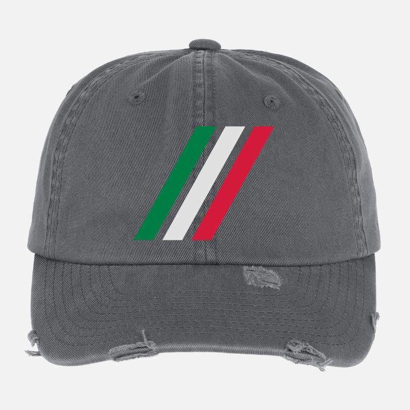 italy stripe flag Flexfit Vintage Destroyed Cap