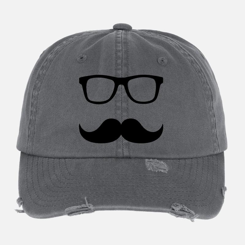 Mustache Brille Flexfit Vintage Destroyed Cap