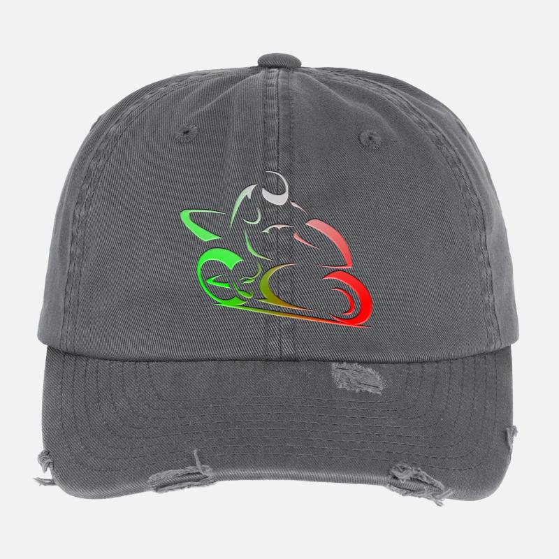 Italy motorcycle biker Flexfit Vintage Destroyed Cap