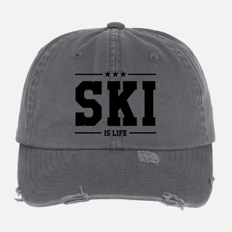 Ski is life - Flexfit Vintage Destroyed Cap - Dunkelgrau