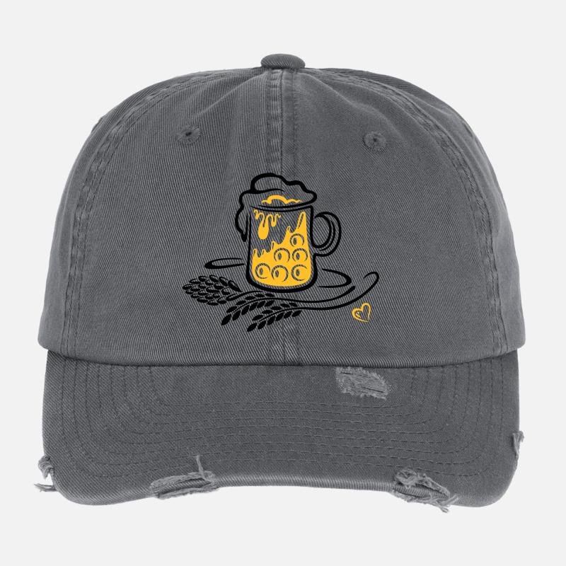 Bière Bière Mug Houblon Blé Casquette vintage effet usé Flexfit