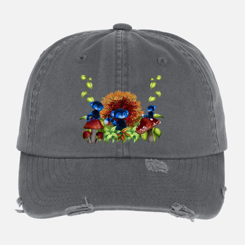 Singes bleus de la forêt d’automne Casquette vintage effet usé Flexfit