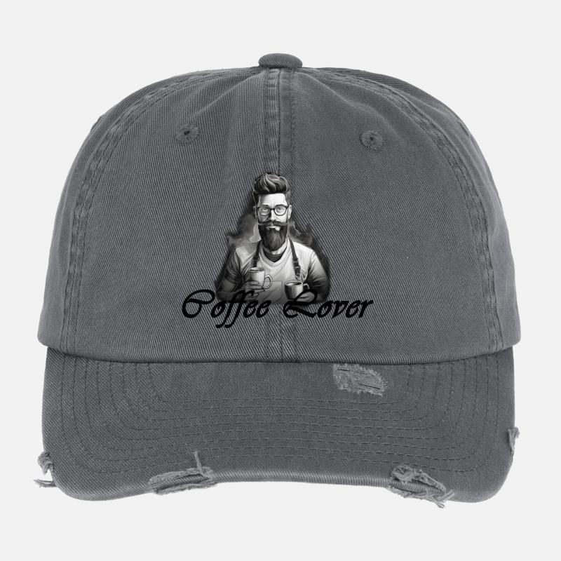 Barista Coffee Lover Black Flexfit Vintage Destroyed Cap