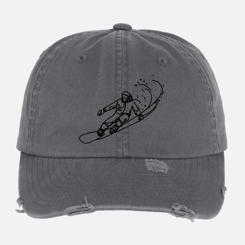 Dessin de snowboarder Casquette vintage effet usé Flexfit