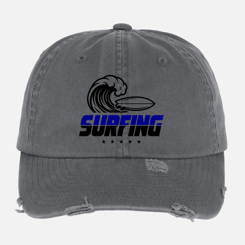 Surfing Surfboard Flexfit Vintage Destroyed Cap