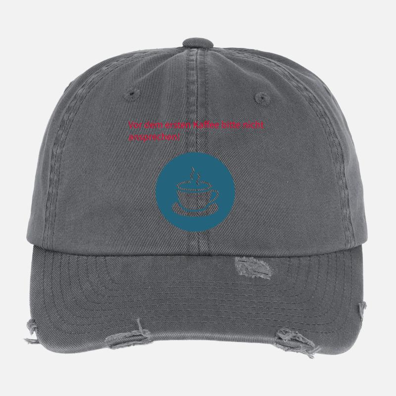 Please do not talk to them before coffee Flexfit Vintage Destroyed Cap