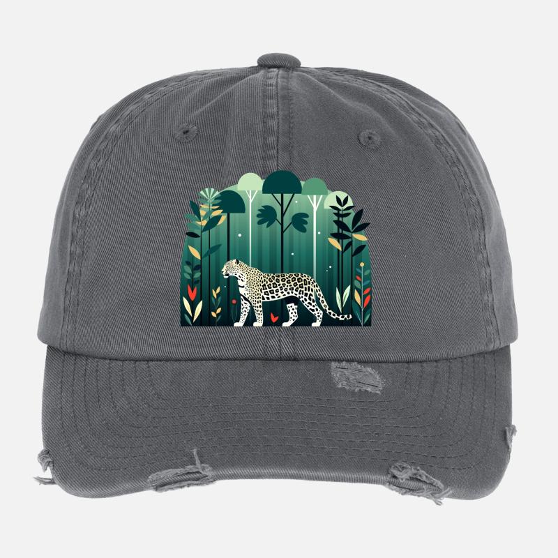 Leopard im Dschungel Flexfit Vintage Destroyed Cap