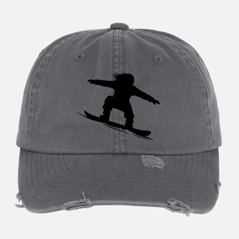 Snowboarder Silhouette - Color Variable Flexfit Vintage Destroyed Cap
