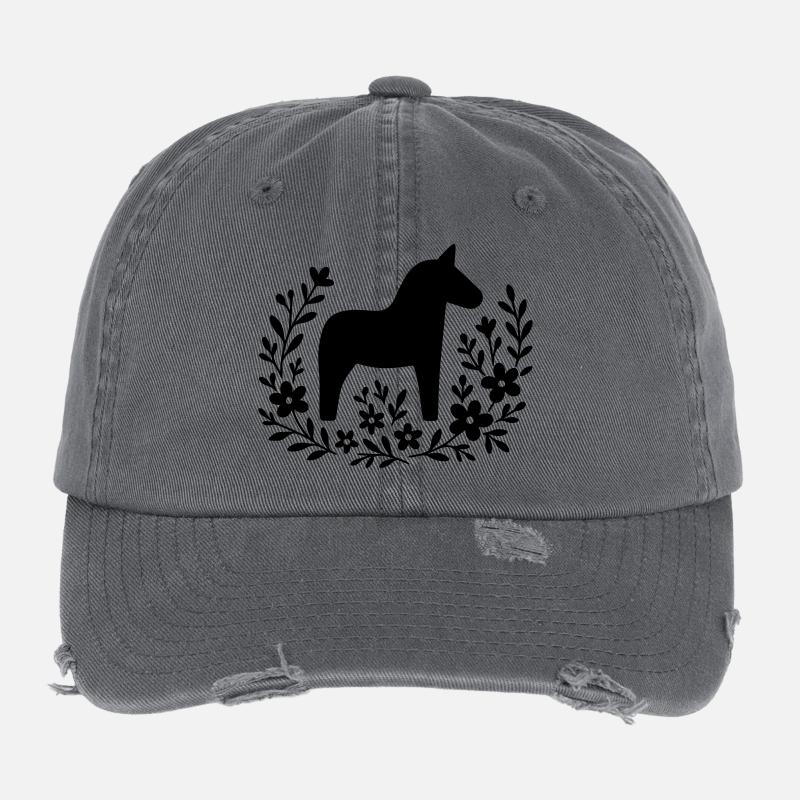 Dalapferd – Nordic Folk Art Design Flexfit Vintage Destroyed Cap