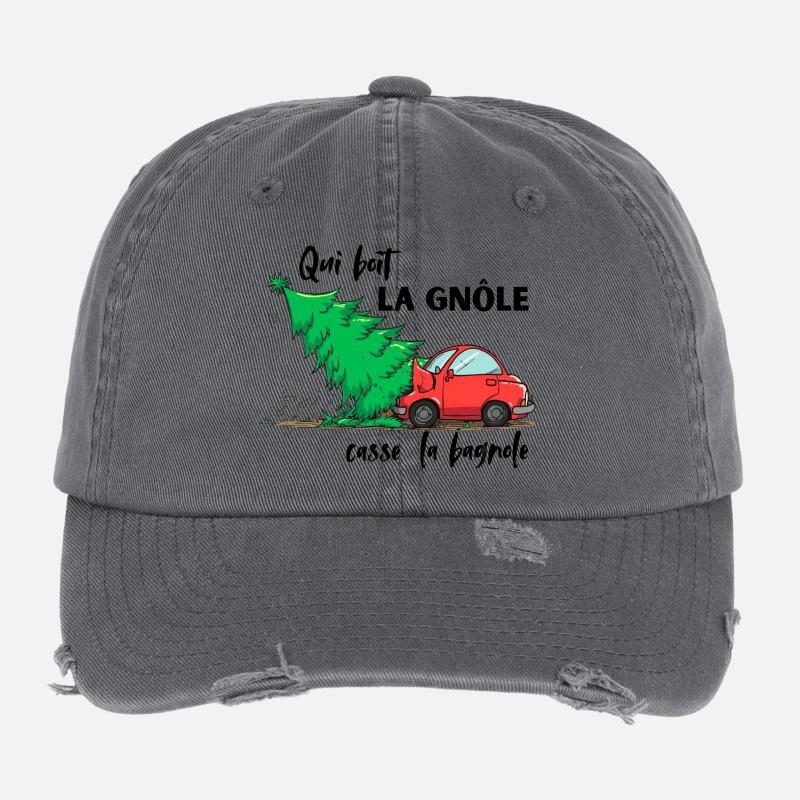 QUI_BOIT_LA_GNOLE_CASSE DAS AUTO Flexfit Vintage Destroyed Cap
