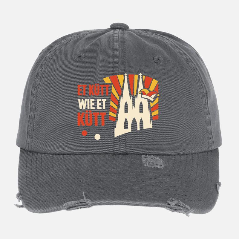 Karneval Köln Alaaf Geschenk Lustig Flexfit Vintage Destroyed Cap