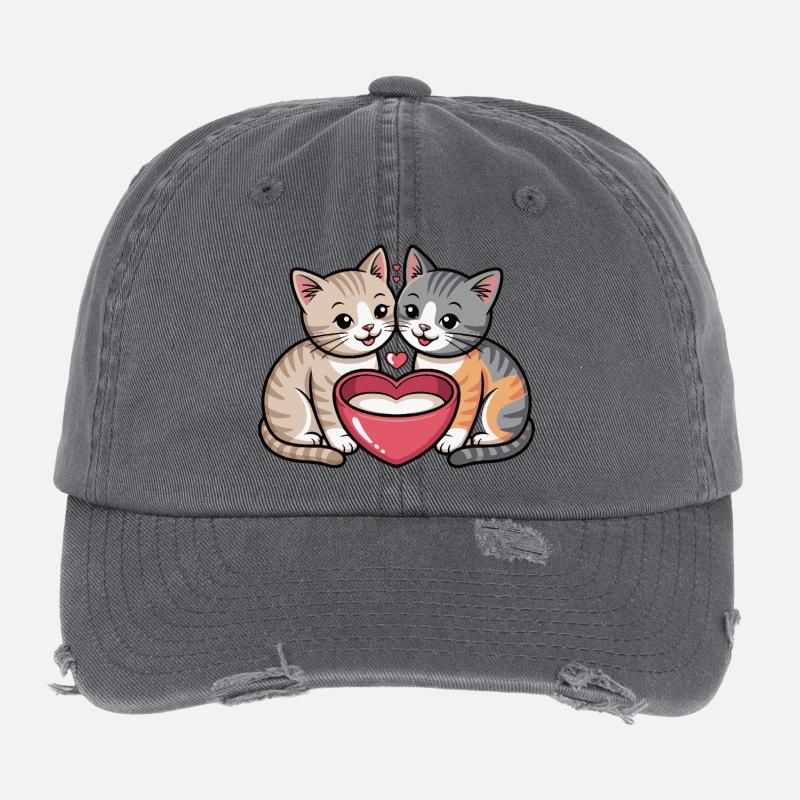 Unité de cœur de chat Casquette vintage effet usé Flexfit