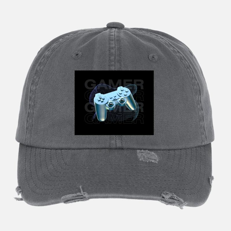 Neon Blue Controller 3D Flexfit Vintage Destroyed Cap