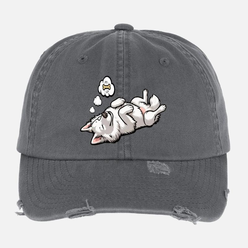 Weißer Schäferhund Schäferhund Schäferhunde Flexfit Vintage Destroyed Cap