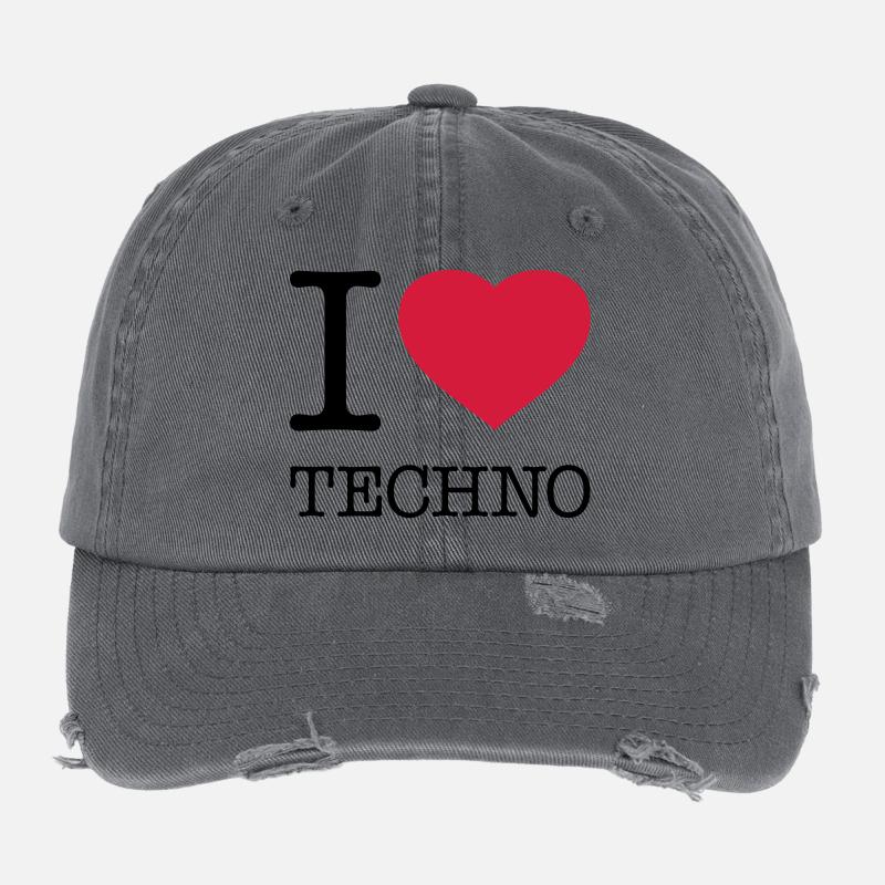 J’ADORE LA TECHNO Casquette vintage effet usé Flexfit