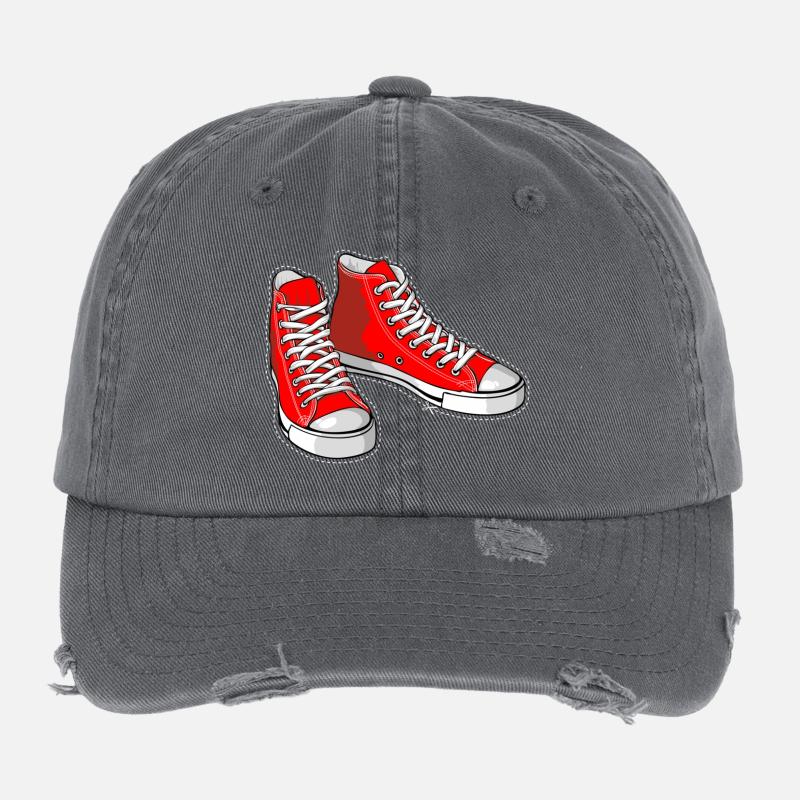 Red sneakers - Flexfit Vintage Destroyed Cap - dark grey