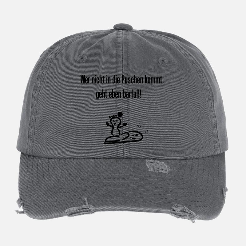 Spruch " Wer nicht in die Puschen kommt..." Flexfit Vintage Destroyed Cap