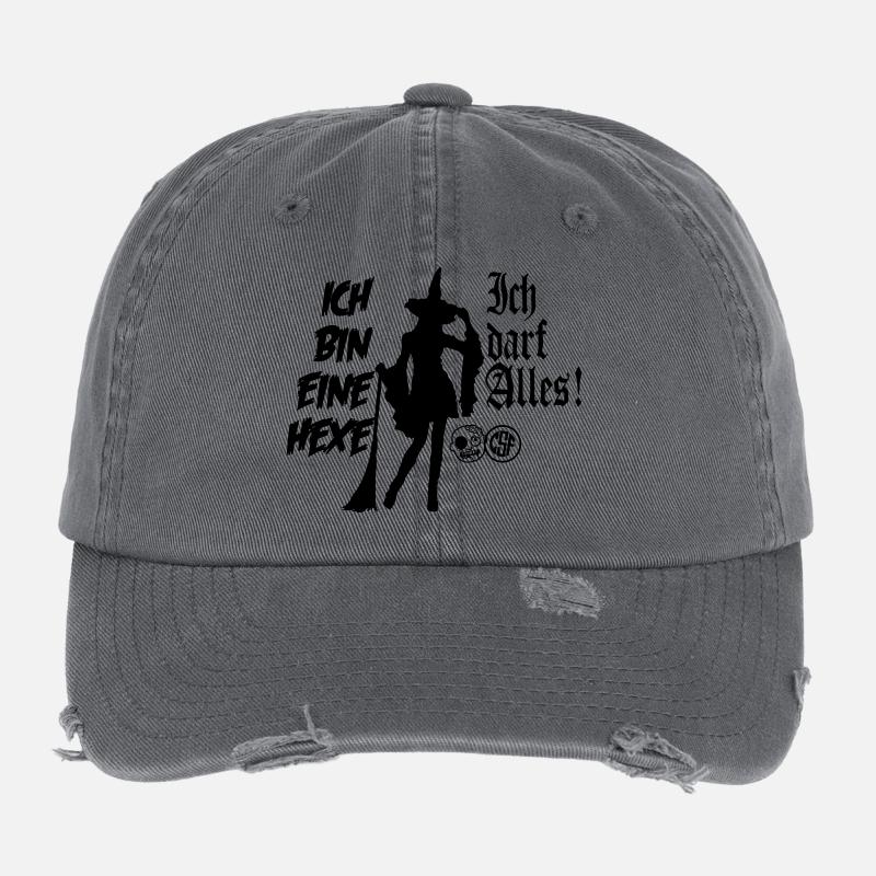 Ich bin eine Hexe Ich darf alles Flexfit Vintage Destroyed Cap