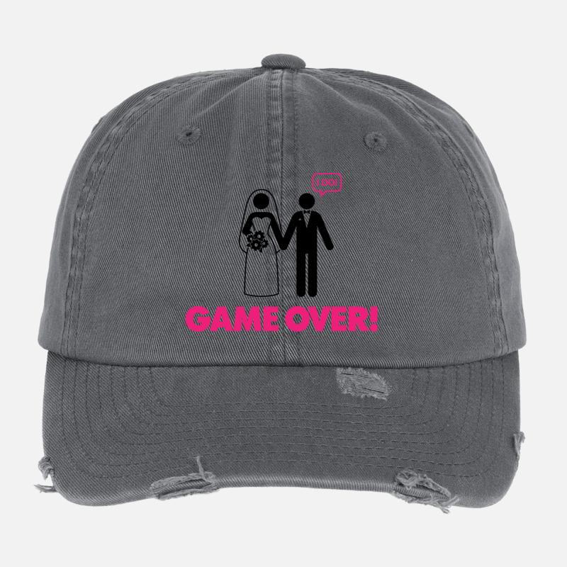 Spiel beendet. Ich bin verheiratet. Flexfit Vintage Destroyed Cap