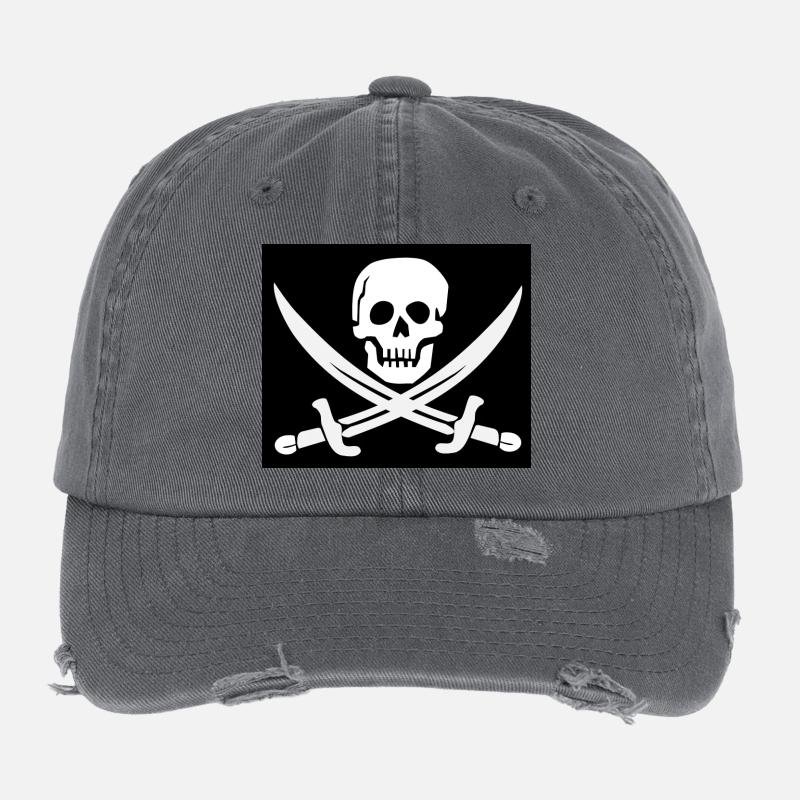 Crâne et épées Pirate Emblem Casquette vintage effet usé Flexfit